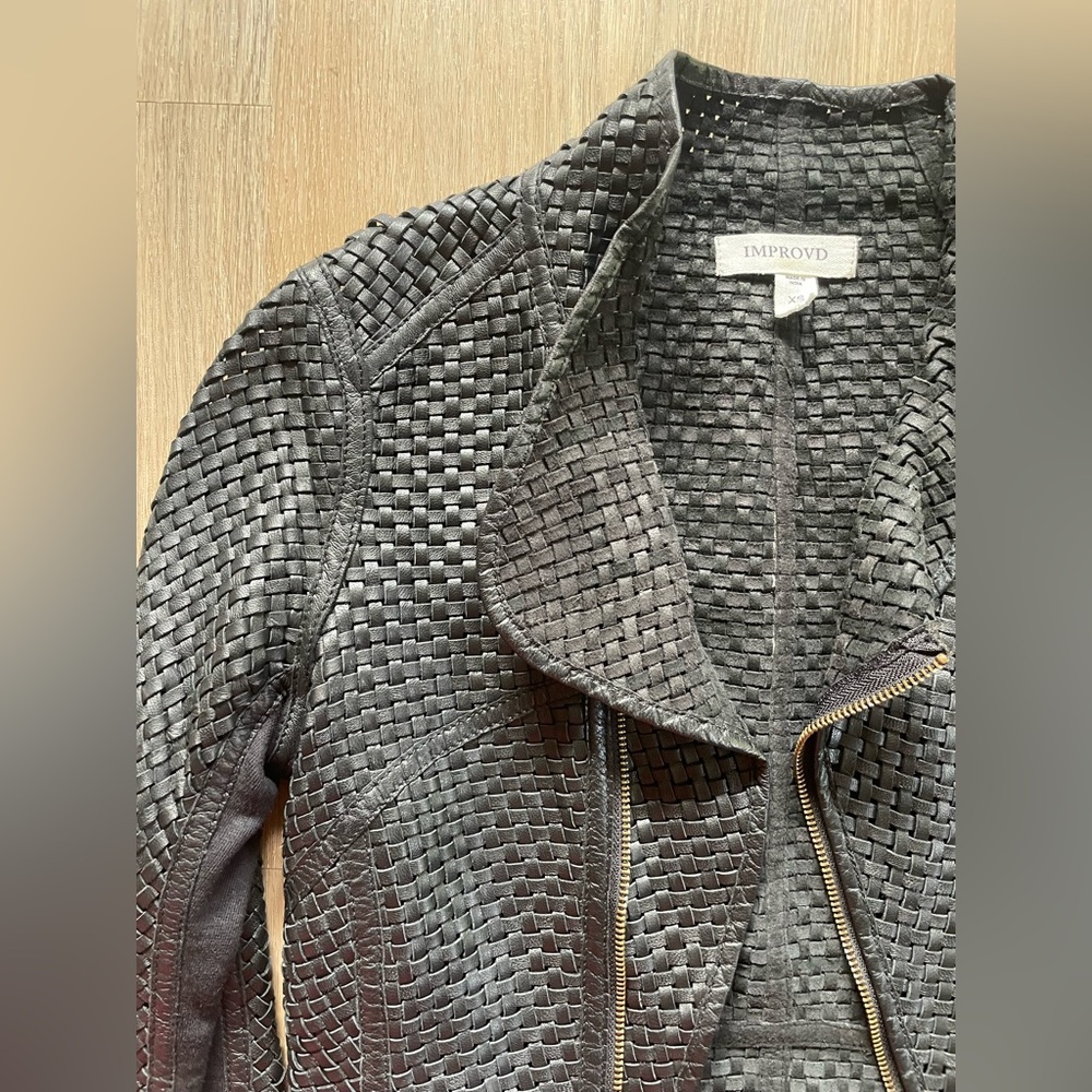 Improvd Woven 100% Genuine Leather Jacket Size XS - Picture 3 of 14